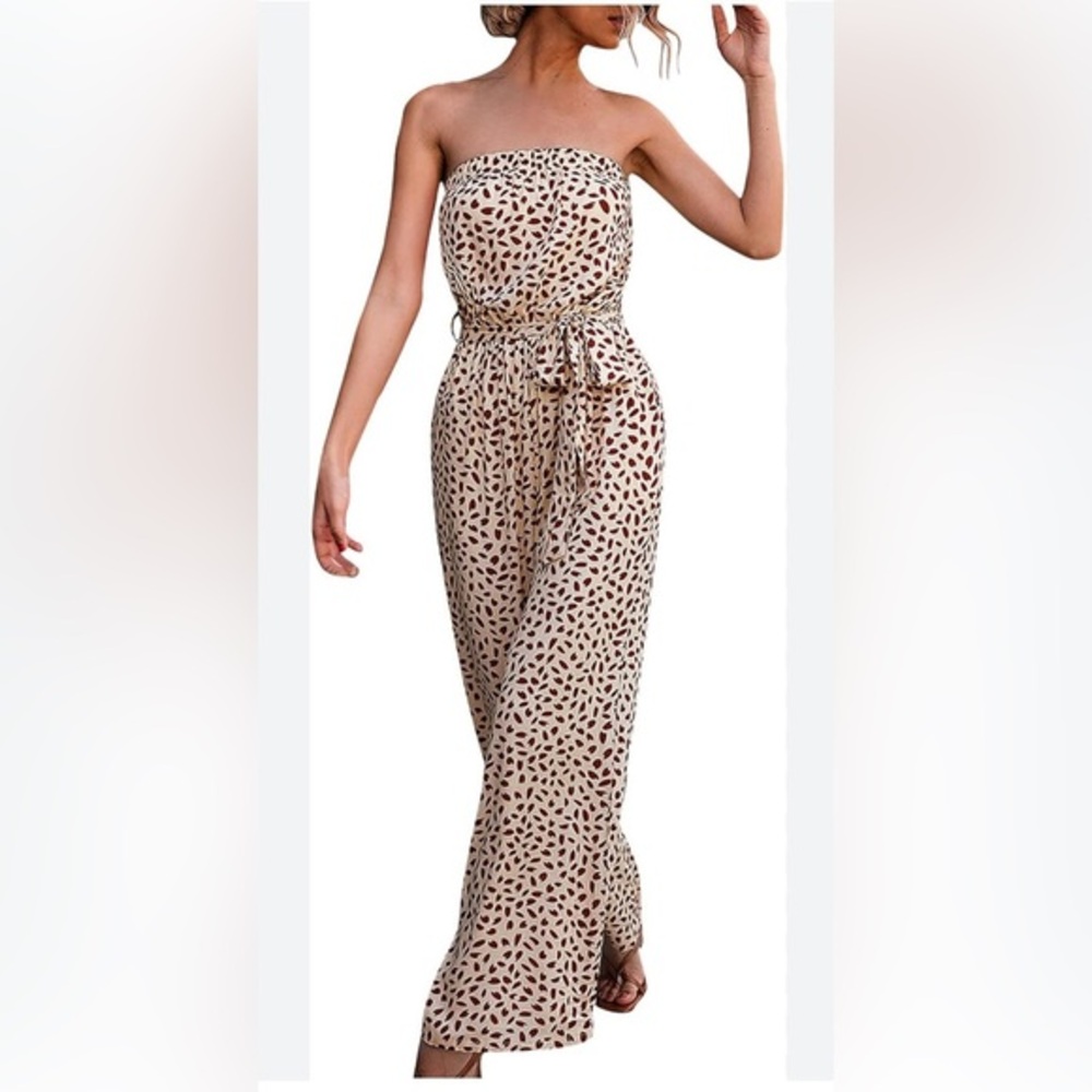 Strapless animal print jumpsuit size XL